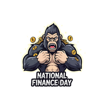 National Finance Day featuring a fierce gorilla with coins