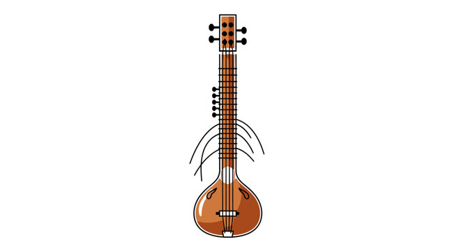 Traditional Indian stringed instrument Banjo on white background