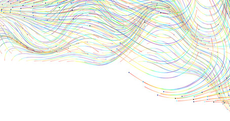 Obraz premium Abstract design of colorful lines waving against a white background. Perfect for website backgrounds, presentations, and