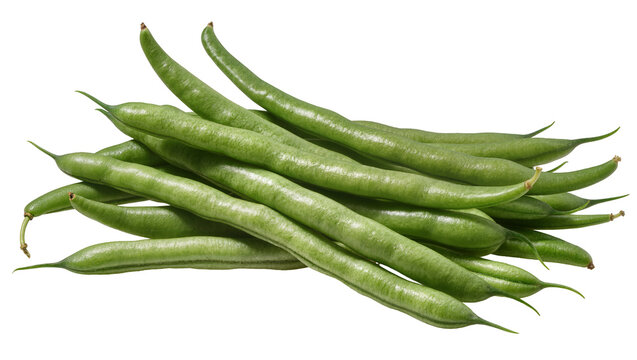 Pile of fresh green beans neatly arranged, showcasing vibrant produce