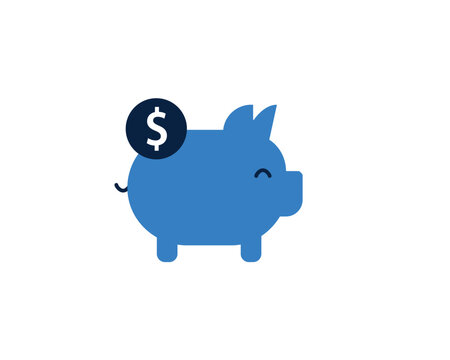 Piggy bank with dollar coin icon representing savings and wealth accumulation.