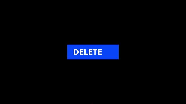 Click on delete button with computer red arrow cursor, Button Click or press cancel button on transparent white color animation. Black background 4k video.