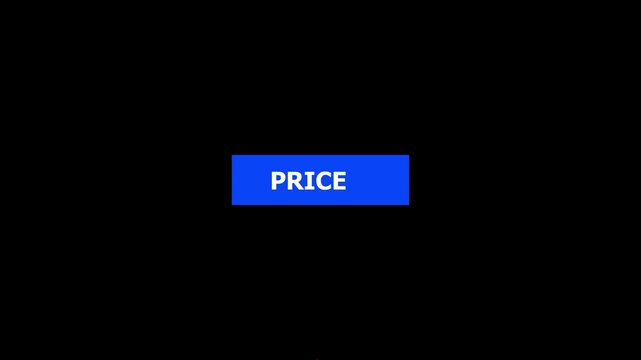 Click on price button with computer red arrow cursor, Button Click or press cancel button on transparent white color animation. Black background 4k video.