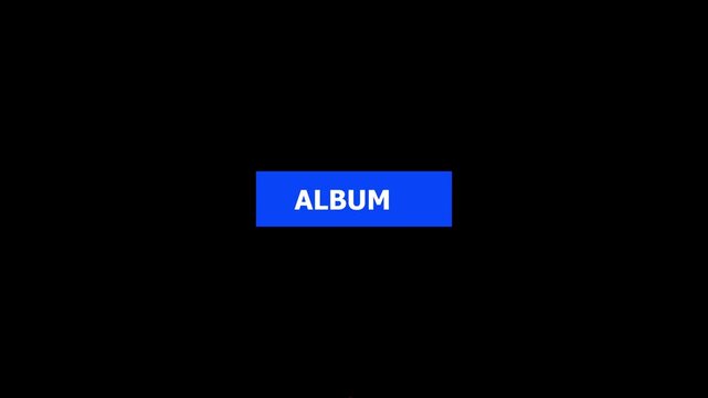 Click on album button with computer red arrow cursor, Button Click or press cancel button on transparent white color animation. Black background 4k video.