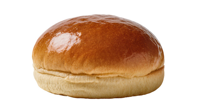 Glazed brioche bun golden brown crust soft interior, perfect for burgers