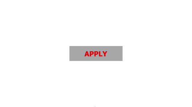 Click on apply button with computer red arrow cursor, Button Click or press cancel button on transparent white color animation. White background 4k video.
