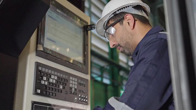 Industrial machinery operation factory floor image series controlled environment close-up view engineering process