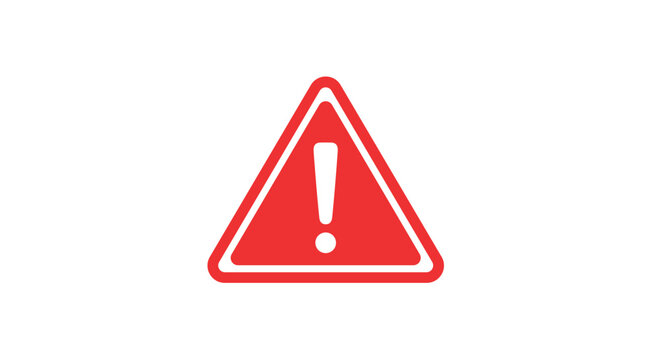 A single red triangular warning sign with a white exclamation mark is centered on a clean white background.