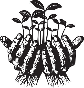 Hand Holding Growing Seedling Clipart