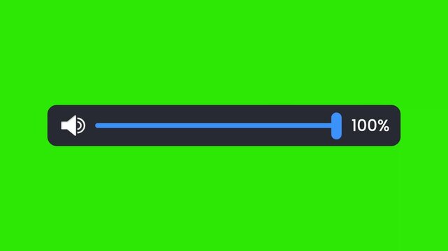 Modern Volume Control Slider UI Animation with Green Screen Background