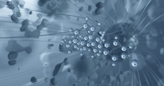 Cetirizine rotating molecular structure, 3d ball-and-stick model, looped video second-generation antihistamine
