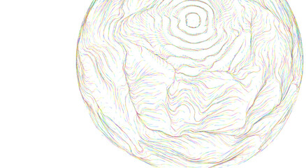 Fototapeta premium Abstract design of colorful lines arranged to form a round shape against white background, art conc