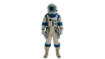 Full astronaut suit blue accents standing pose reflective visor, detailed texture © Rowan