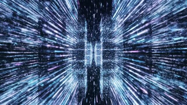 Flying Through Futuristic Abstract Digital Network Plexus Slow Motion