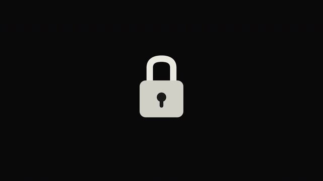 Simple white padlock on dark background. Suitable for cybersecurity, data protection, website security concepts. Minimalist design for various projects.