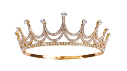 Glistening golden crown, adorned with numerous sparkling clear crystals and gems © Rowan