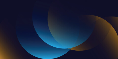 Obraz premium Navy blue abstract background with halftone golden lines delicate pattern. Small light spot box. Curve line, cosmic galaxy space.