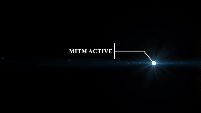 Hud Callout Information Box For Corporate Webinar Slide, Animation of HUD elements with text Mitm Active. Animate a white callous for text. HUD elements on black background. Futuristic callout .4k