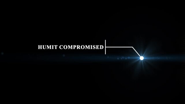 Hud Callout Interface Lines For Corporate Webinar Slide. HUD elements on black background. Futuristic callout title. Virtual sci fi textbox for HUD.Animation of HUD elements with text humit compromise