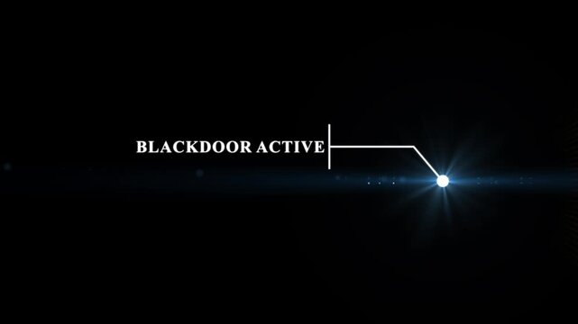 Animation of Callout, HUD UI elements on black color background. Animation of HUD elements with text "Blackdoor Active". Callout futuristic hud animation digital white tone six pack screen .4k