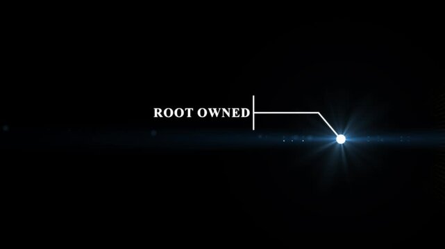 Animation of Callout, HUD UI elements on black color background. Animation of HUD elements with text "Root Owned". Callout futuristic hud animation digital white tone six pack on the black screen.4k