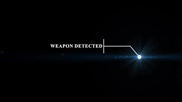 Animation of Callout, HUD UI elements on black color background. Animation of HUD elements with text "Weapon Detected". Callout futuristic hud animation digital white six pack on the black screen.4k