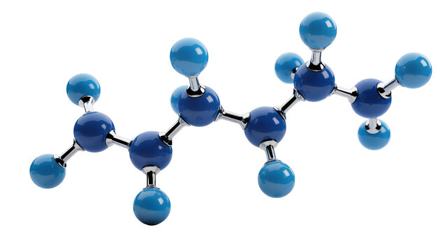 Metallic silver molecule structure, featuring six blue spheres connected by rods