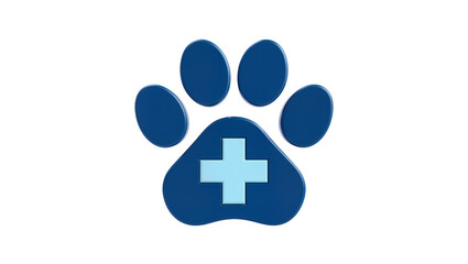 Blue paw print icon, featuring a central medical cross symbol © Maros