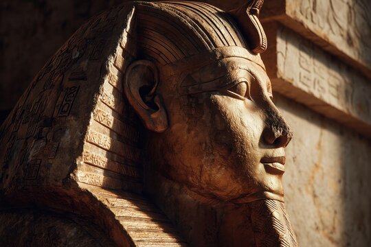 Ancient Majesty: A close-up view of an ancient pharaoh statue, evoking a sense of history, power, and timelessness.