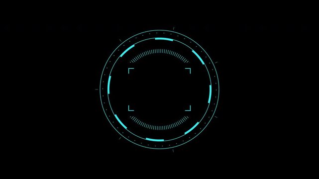 Cyan futuristic hud interface ui target element alpha channel perfect for sci-fi video games, technology presentations, or motion graphic overlays.