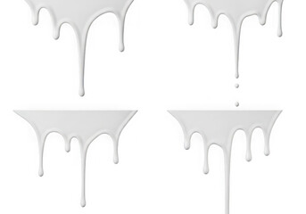 Fototapeta premium Four gray paint drips on a white background