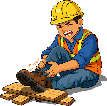 worker in pain due to broken leg