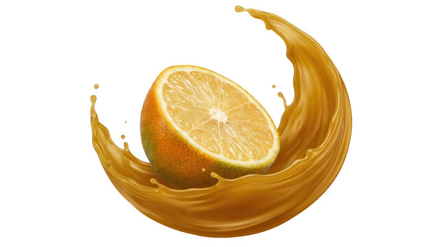 Tangelo Slice Exploding in Orange Juice Splash