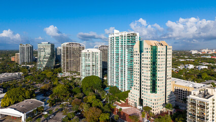 Naklejka premium Modern office and apartment buildings in downtown area, located in Coconut Grove - Miami, Florida