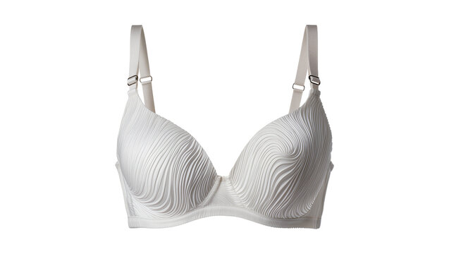 Elegant ivory textured push-up bra, featuring adjustable straps and hook-and-eye closures