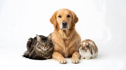 Fototapeta premium Friendly Dog and Cat Studio Portrait
