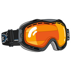 Fototapeta premium A pair of orange Ski Goggles illustration for winter sport