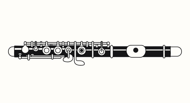 Oboe instrument black and white illustration music education