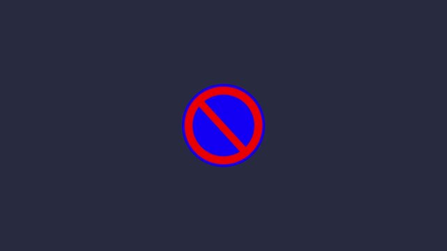 Red Circle with Diagonal Line No Parking Sign on Blue Circle Against Dark Blue Background parking forbidden