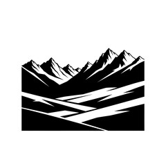 Fototapeta premium Monochrome Mountain Range Silhouette with Jagged Peaks and Snowy Slopes.