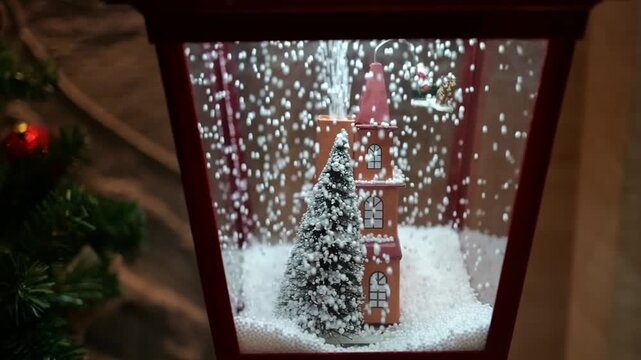 Christmas decorations often spray small balls and feature Santa Claus.