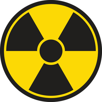 Radiation and  nuclear symbol. Warning sign of dangerous radiation. Radiology icon emblem. ionizing radio in circle.
