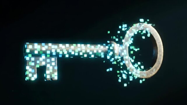 Magical Key Unlocking Secrets with Glowing Particles.