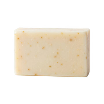 Beige soap bar with brown specks isolated on transparent background