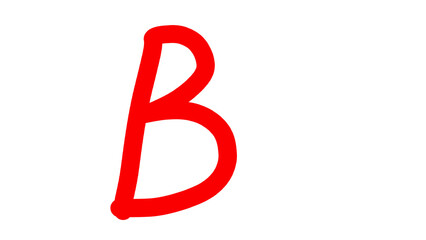 Fototapeta premium Red handwritten capital letter B on white background