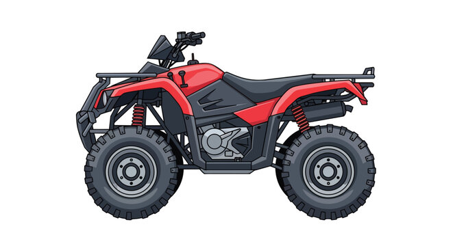 Red All-Terrain Vehicle ATV Side View Illustration