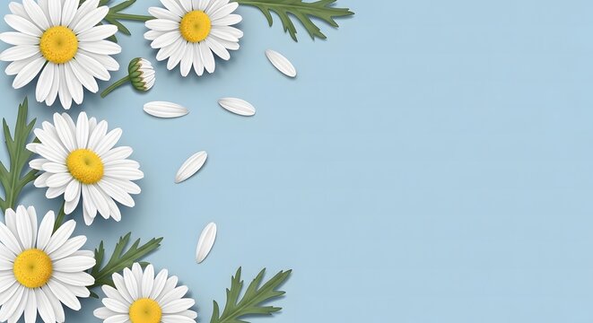 Happy mothers day beautiful daisies on blue background floral greeting card