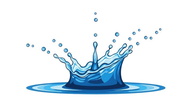 splashing water crown with droplets isolated on white background