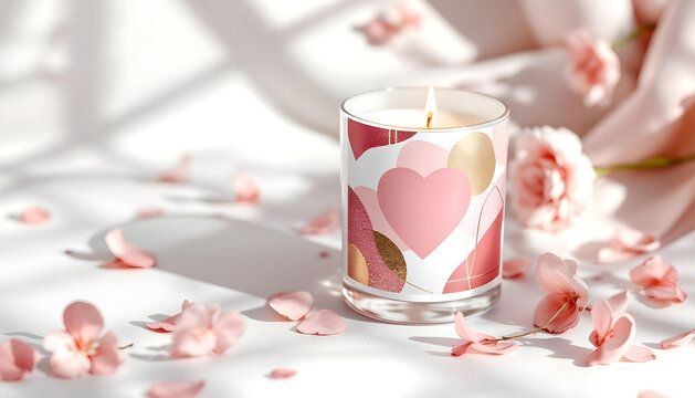 Valentine-themed candle labels blank for branding