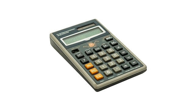 Vintage simple blank calculator isolated on white or transparent background, cut out.
